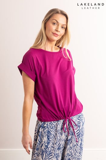 Lakeland Leather Pink Clothing Ariana Tie Hem Short Sleeve Top (E24494) | £30