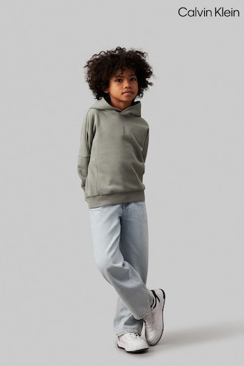 Calvin Klein Green Minimalistic Logo Fleece Hoodie (E24525) | £60