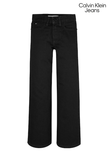 Calvin Klein Black High Rise Wide Leg Clean Denim Jeans (E24528) | £55