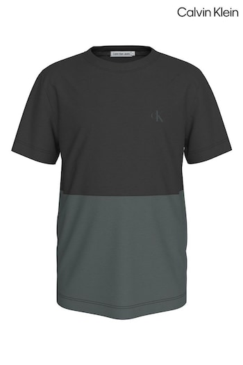 Calvin Klein Black Regular Fit Colourblock Jersey T-Shirt (E24532) | £23