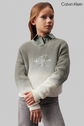 Calvin Klein Green Monogram Gradient Sweater (E24533) | £80