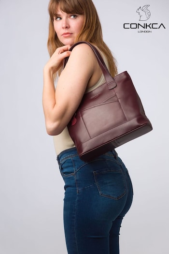 Conkca Purple 'Little Patience' Leather Tote Bag (E24545) | £66