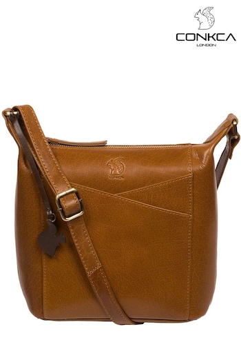 Conkca 'Kiki' Leather Shoulder Brown Bag (E24546) | £49