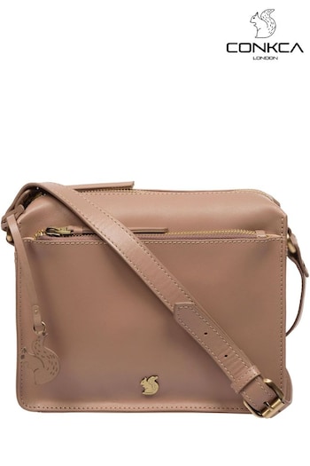 Conkca 'Aurora' Leather Cross-Body Nude Bag (E24547) | £49