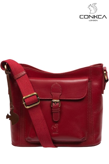 Conkca Red 'Carla' Leather Cross-Body Bag (E24551) | £59