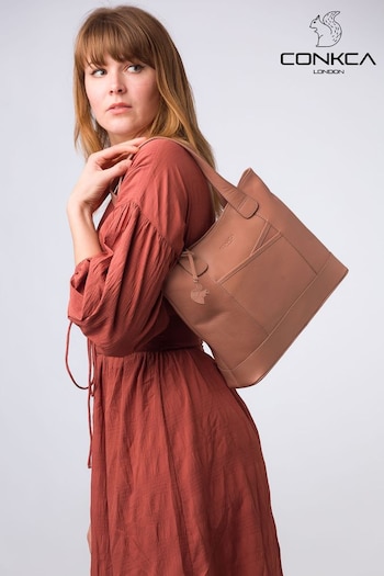 Conkca Pink 'Little Patience' Leather Tote Bag (E24552) | £66