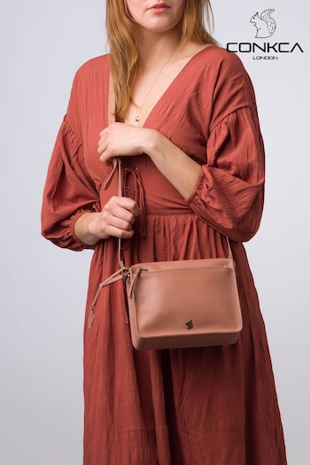 Conkca Pink 'Aurora' Leather Cross-Body Bag (E24562) | £49
