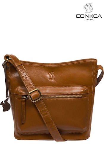 Conkca 'Liberty' Leather Shoulder Brown Bag (E24563) | £59