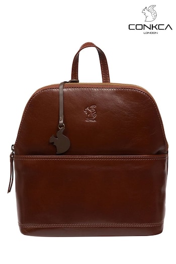 Conkca 'Hollis' Leather Brown Backpack (E24566) | £59