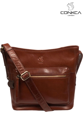 Conkca 'Liberty' Leather Shoulder Brown Bag (E24569) | £59