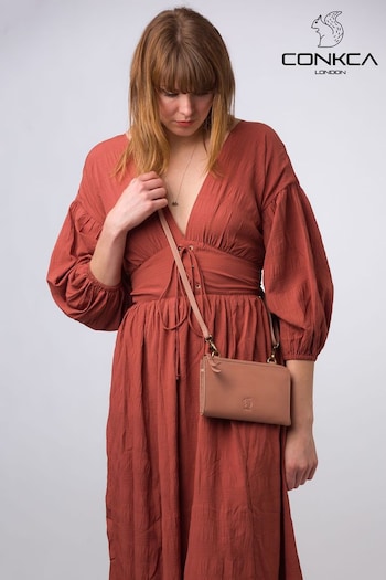 Conkca Pink 'Winnie' Leather Cross-Body Clutch Bag (E24572) | £39