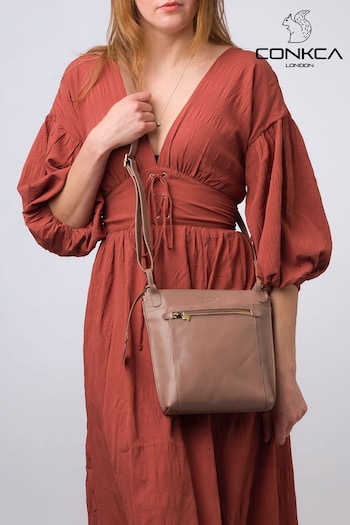 Conkca 'Rego' Leather Cross-Body Nude Bag (E24575) | £55