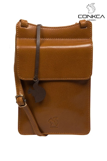 Conkca 'Milly' Leather Cross-Body Phone Black Bag (E24585) | £38