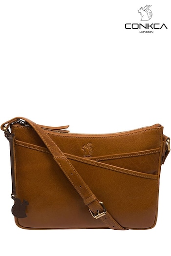 Conkca 'Viola' Leather Cross-Body Brown Bag (E24591) | £39