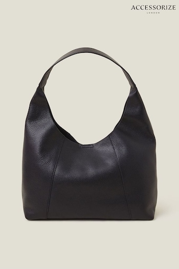Accessorize Leather Scoop Shoulder Black Bag (E24608) | £55