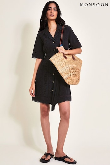 Monsoon Black Amelia Shirt Dress (E25003) | £75