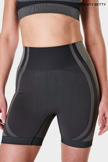 Sweaty Betty Black Silhouette Sculpt Seamless Workout Shorts Performance (E25358) | £55