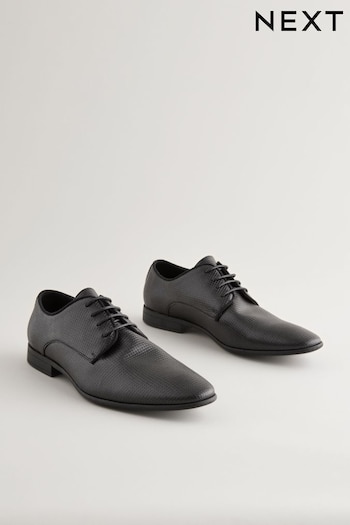 Black Embossed Square Toe Derby Shoes (E25425) | £42