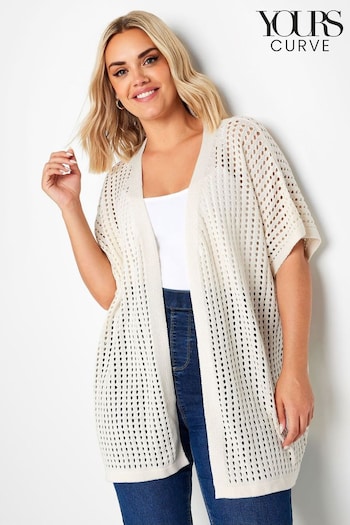 Yours Curve White Crochet Boxy Cover-Up (E25654) | £29