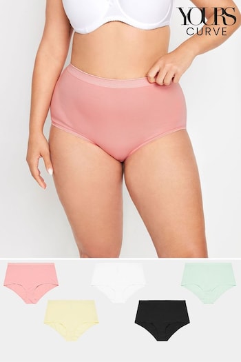 Yours Curve Pink Full Briefs 5 Pack With Stretch (E25660) | £19