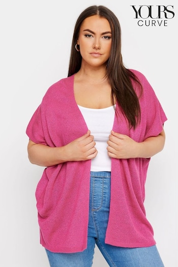 Yours Curve Pink Edge To Edge Boxy Cardigan (E25699) | £29