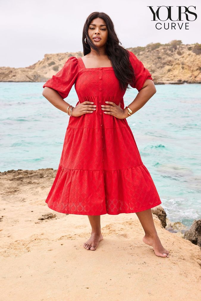Buy Women s Red Summer Dress Short Sleeve Plain Dresses Online Next UK