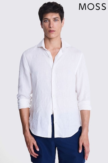 MOSS Tailored Fit Linen White Shirt (E25730) | £60