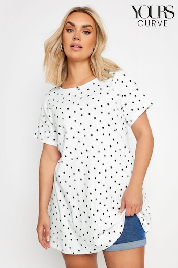 Yours Curve White Star Print Swing Top (E25741) | £22