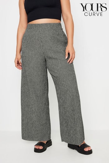 Yours Curve Grey Dark Textured Wide Leg Trousers (E25804) | £27