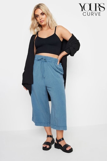 Yours Curve Blue Chambray Culottes (E25825) | £29