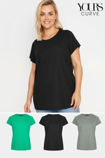 Yours Curve Black Core Basic T-Shirts 3 Pack (E25828) | £30