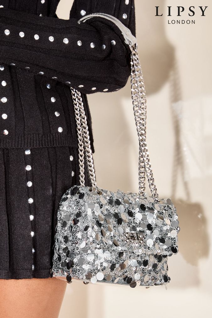 Next silver sparkle clutch bag store