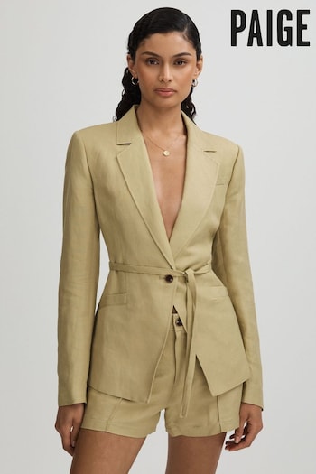 Paige Linen Blend Belted Single Breasted Suit Blazer (E25890) | £420