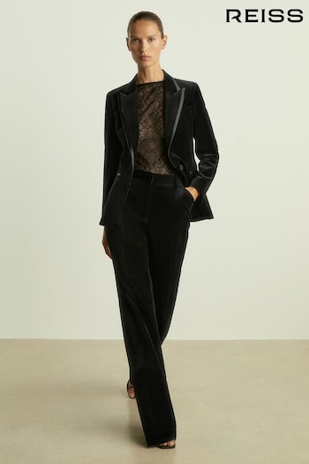 Reiss Black Parisa Velvet Flared Suit Trousers (E26336) | £178