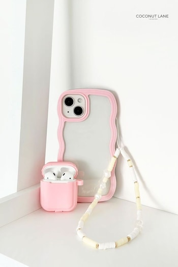 Coconut Lane Pink Curvy iPhone 14 Airpods Case and Phone Strap (E26384) | £37