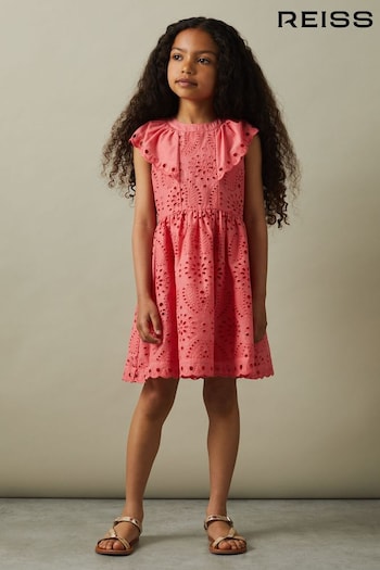 Reiss Pink Lilly Junior Cotton Broderie Dress (E26396) | £75