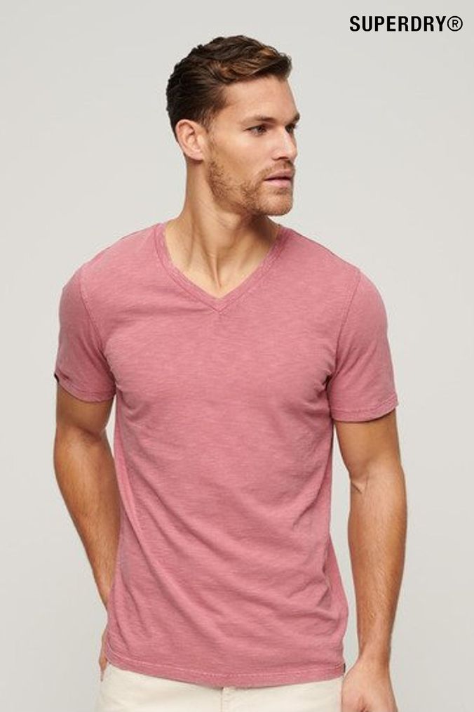 Buy Men s Pink V Neck Tshirts Online Next UK