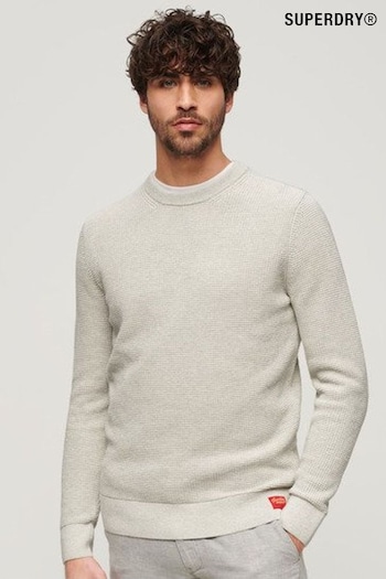 Superdry Grey Textured Crew Knitted Jumper (E26435) | £60
