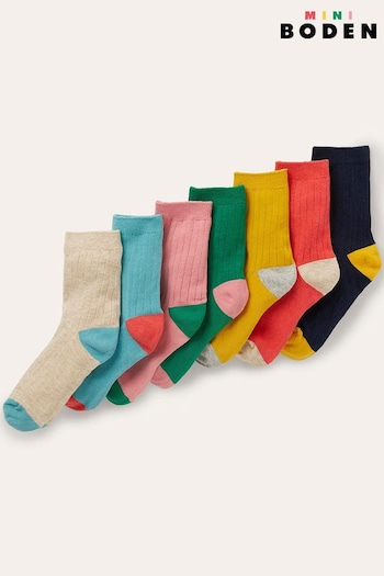 Boden Red Ribbed Socks 7 Pack (E26517) | £21