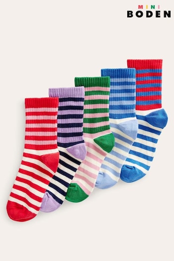 Boden Blue Ribbed Socks 5 Pack (E26521) | £19