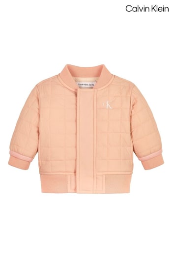 Calvin Klein Pink Quilted Bomber Jacket (E26536) | £100