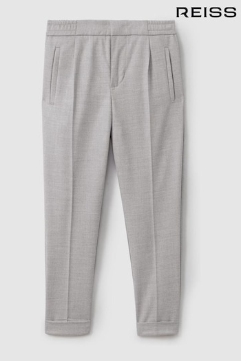 Reiss Grey Melange Brighton Relaxed Elasticated Trousers with Turn-Ups (E27142) | £38