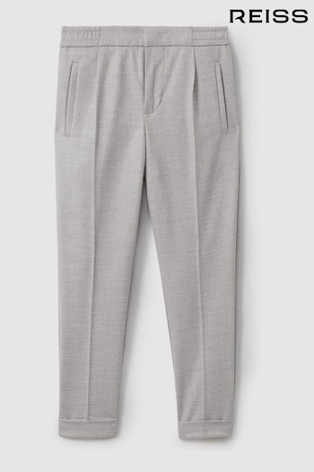 Reiss Grey Melange Brighton Relaxed Elasticated Trousers with Turn-Ups (E27146) | £42