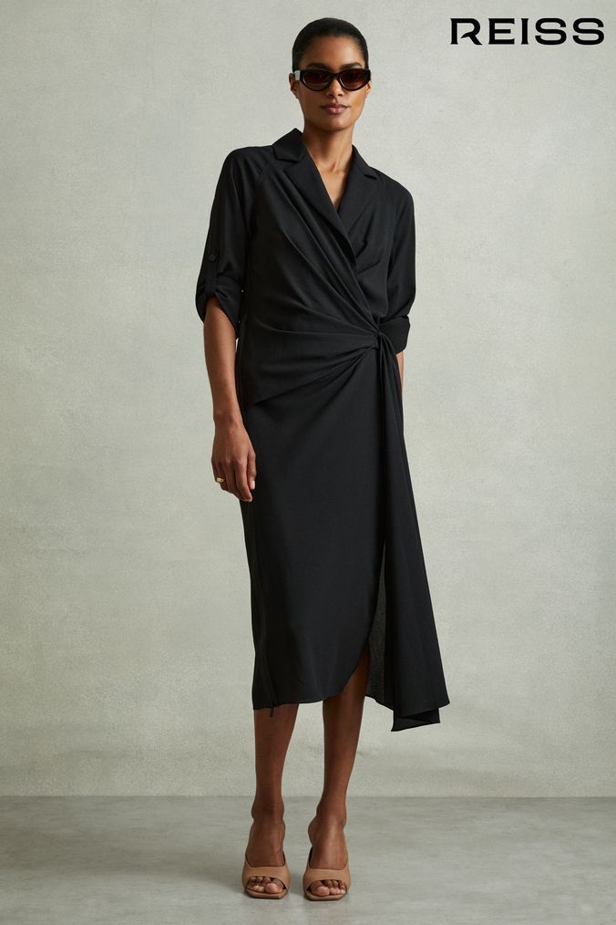 Buy Women s Black Wrap Workwear Dresses Online Next UK