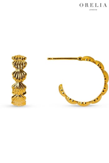 Orelia London Gold Plated Stationed Multi Shell Hoops (E27323) | £25