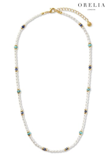 Orelia London Gold Plated Pearl & SP Stone Beaded Necklace (E27328) | £28