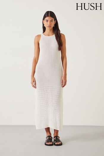 Hush White Clara Knitted Beach Dress (E27406) | £85
