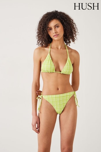 Hush Green Talia Check Tie Side Bikini Bottoms (E27409) | £39