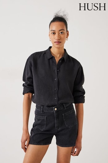Hush Black Libby Linen Shirt (E27424) | £79