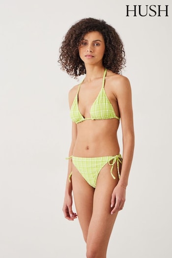 Hush Green Tilly Check Triangle Bikini Top (E27446) | £45